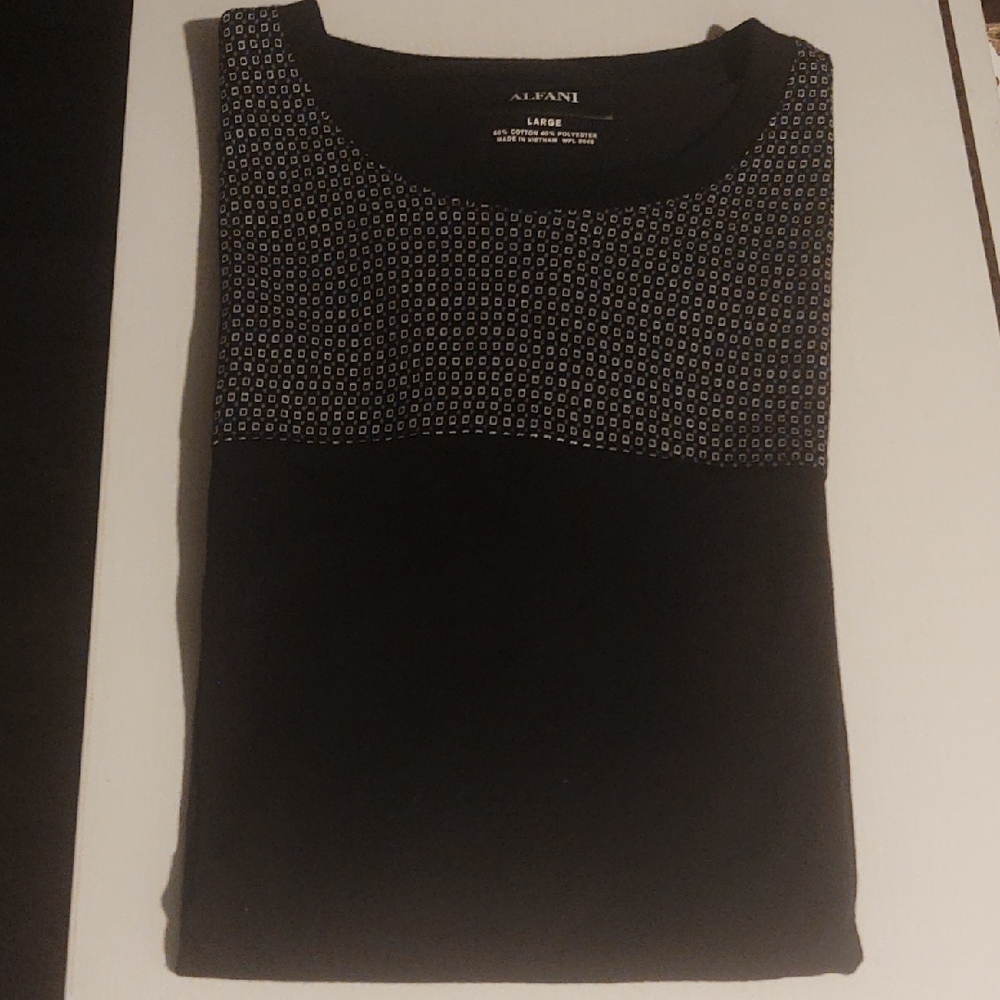 Alfani Men's Black and Gray Long Sleeve Top